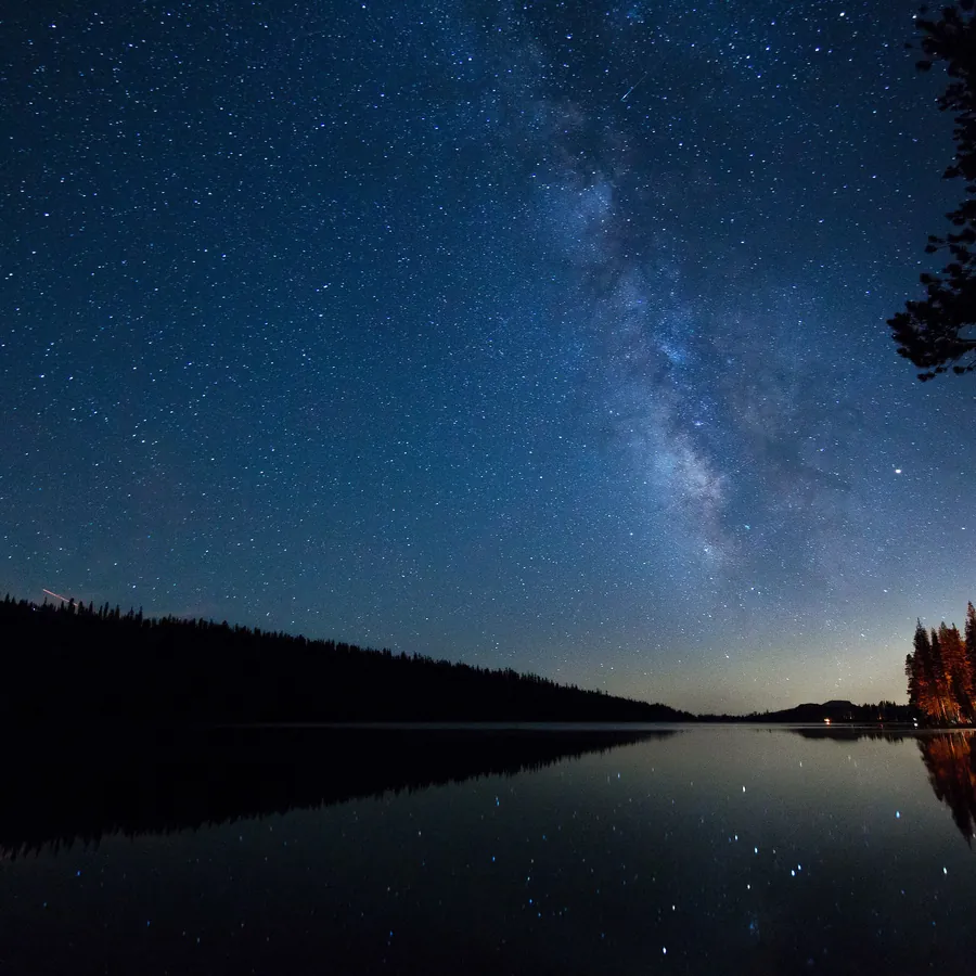 Night sky over the lake