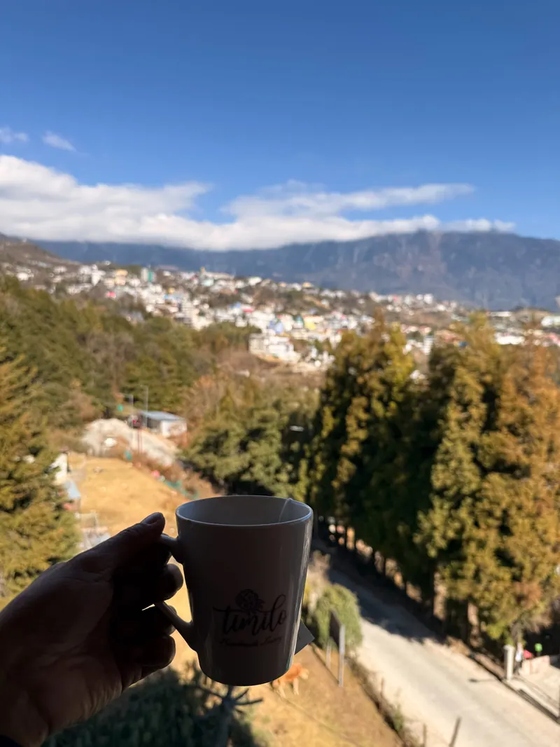Morning coffee, held out over the valley — Presidential Suite, Timilo Boutique